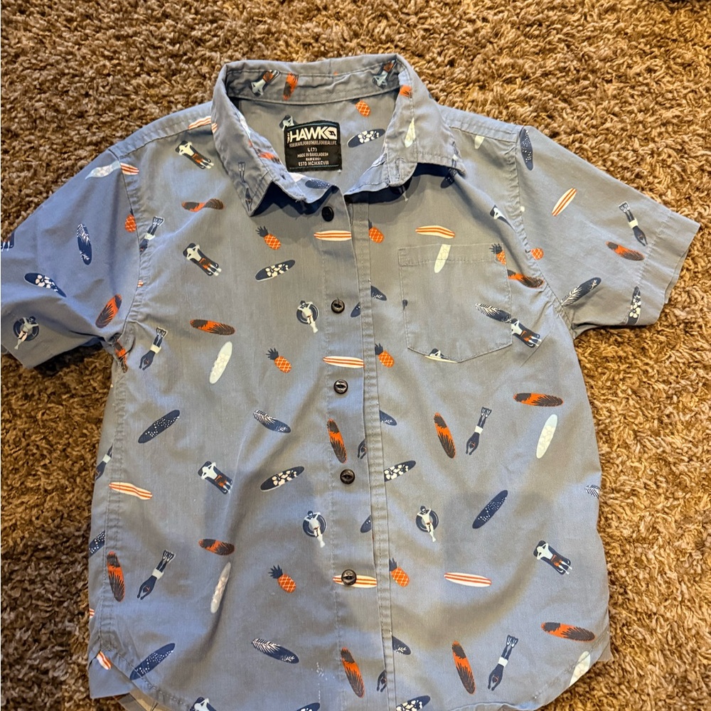 Tony Hawk Kids Gray Surfboard Pattern Shirt